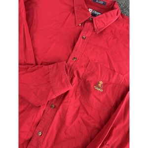 Chaps Ralph Lauren Red Button Down Shirt XL Crest Logo Cotton